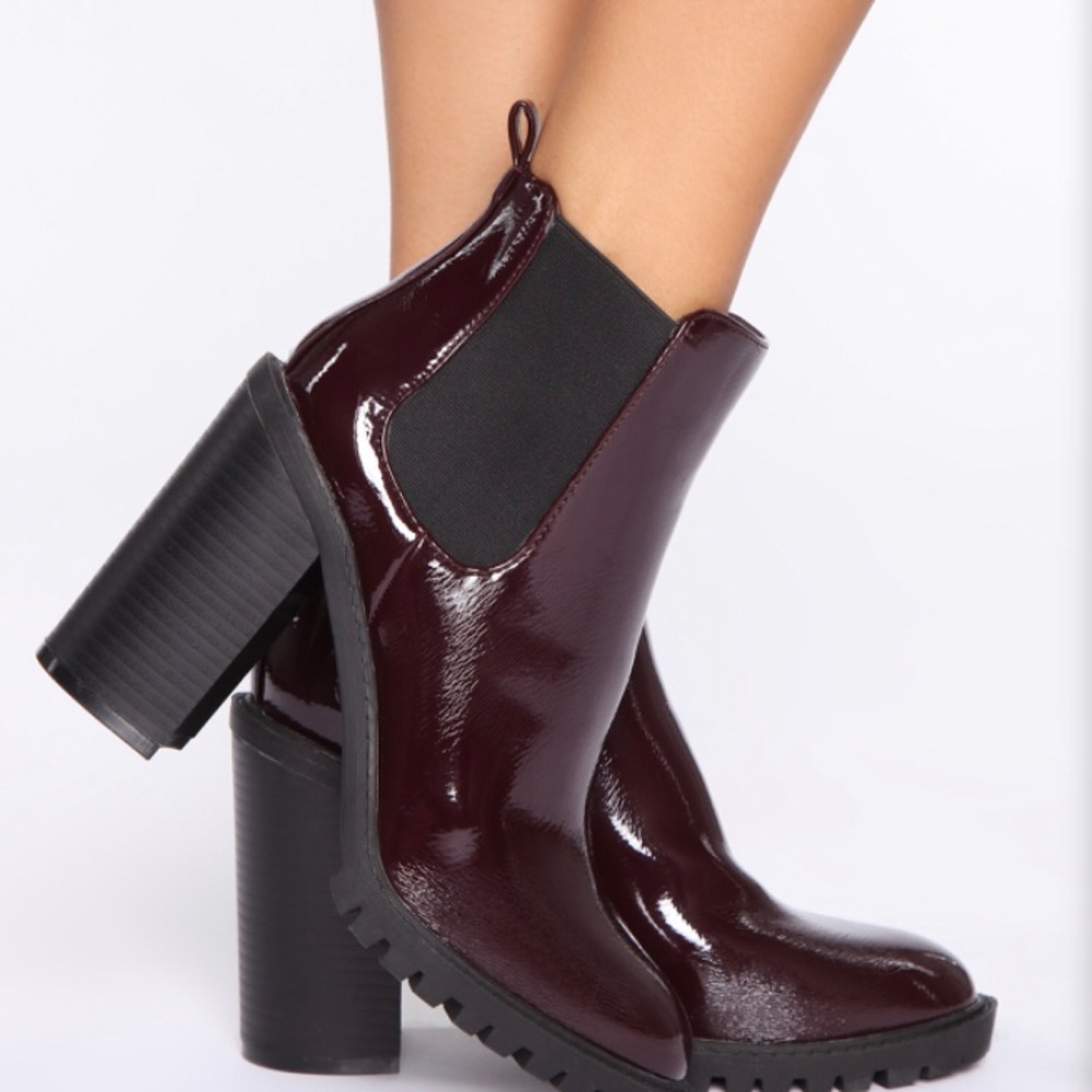 Wine colored heeled booties